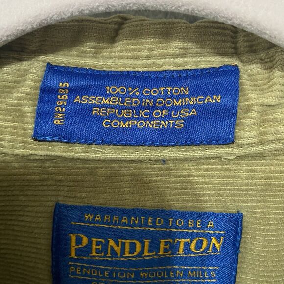 Pendleton Corduroy Button Up Shirt Mens Sz L Brown Elbow Pads Pocket - Picture 4 of 7